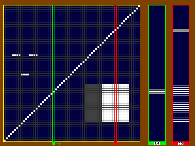 Artificial scene with bright diagonal line, etc