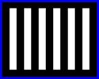 Six equally-spaced bright vertical bars