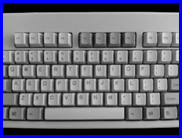 Computer keyboard seen from above, close-up